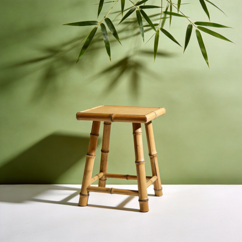 竹凳静谧绿意图片