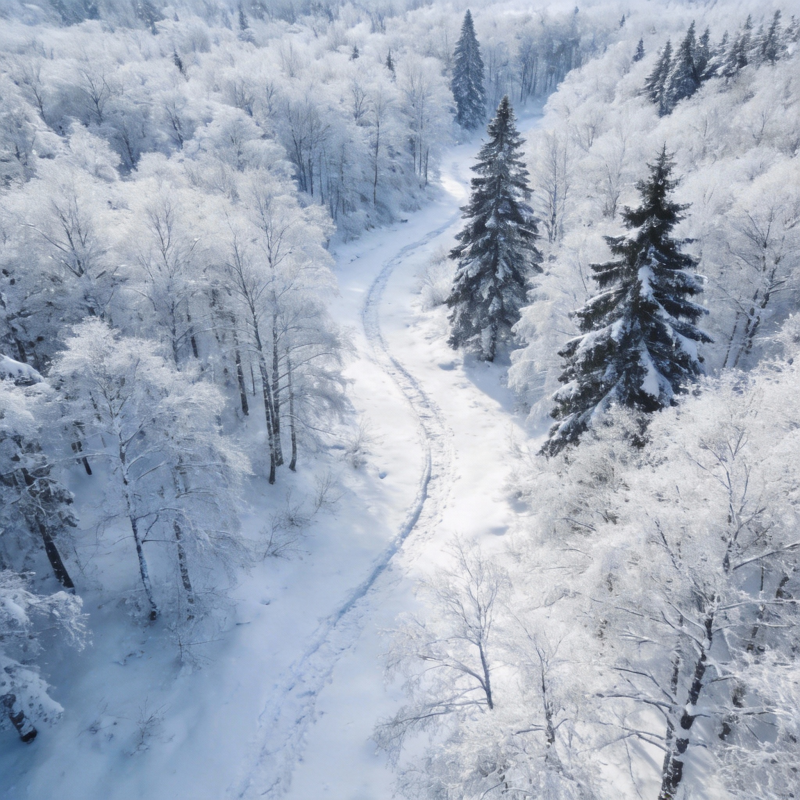雪林小径图片
