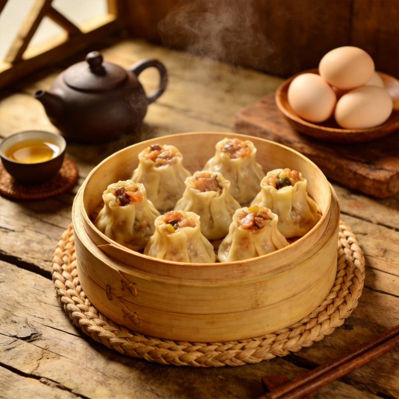 热腾腾的蒸饺图片