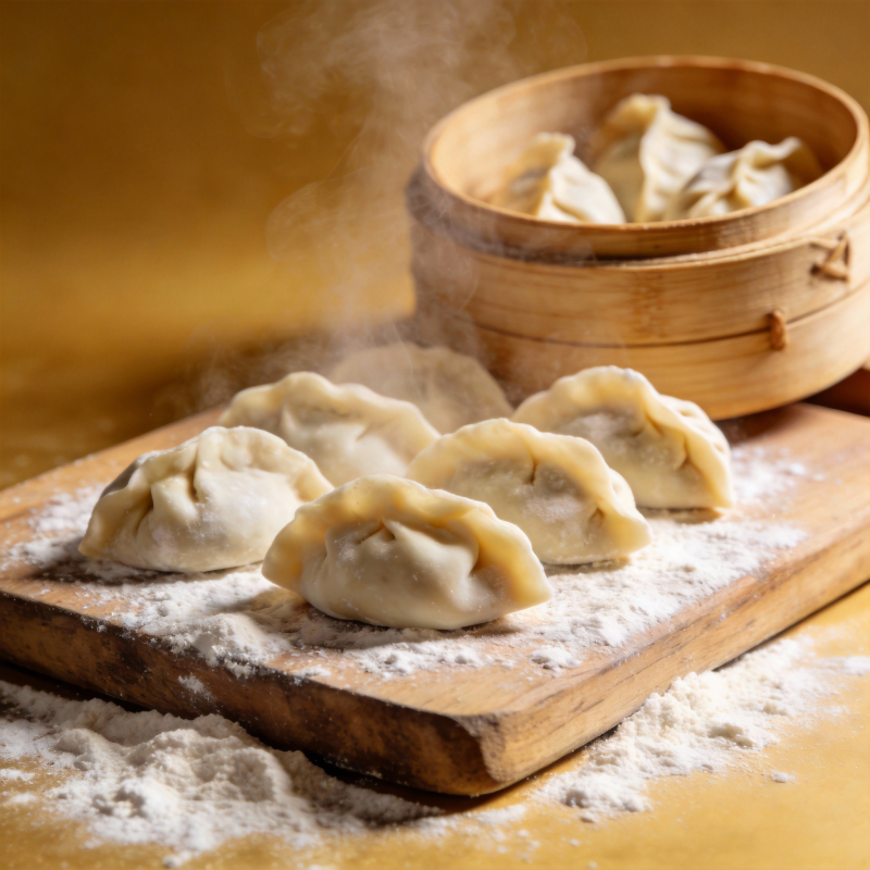 热腾腾的蒸饺图片