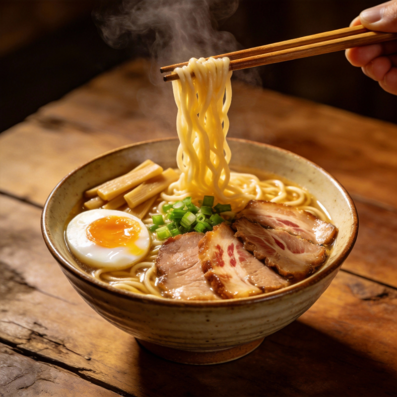 热腾腾的拉面图片