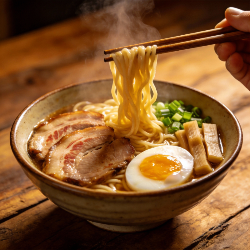 热腾腾的拉面图片