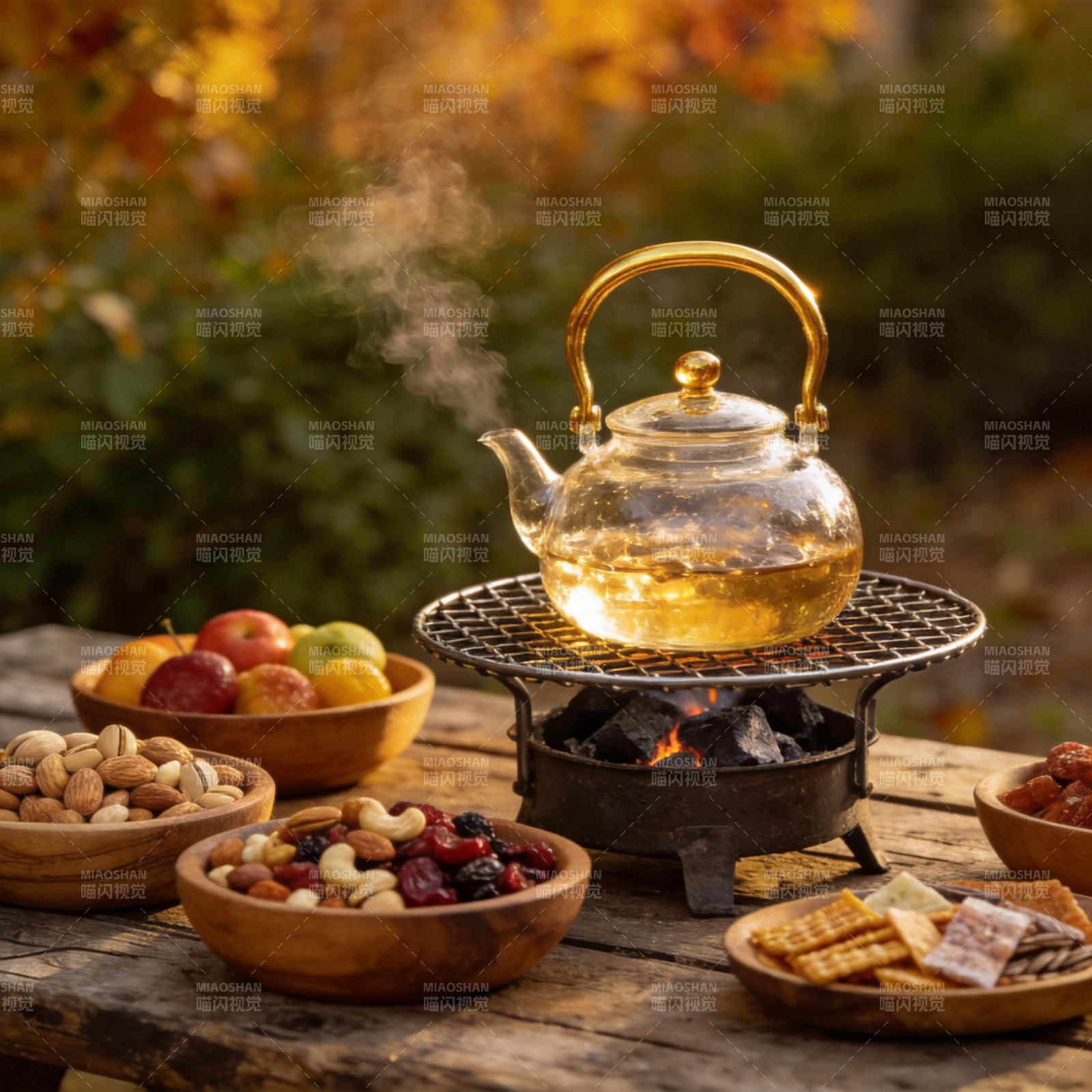 秋日茶香四溢图片