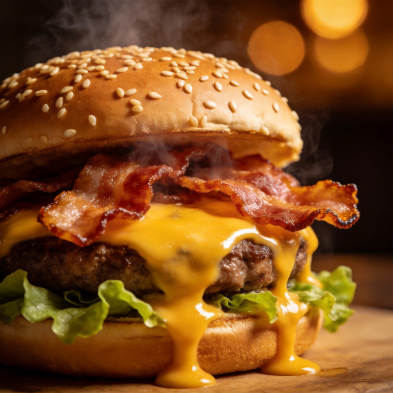 芝士培根汉堡图片