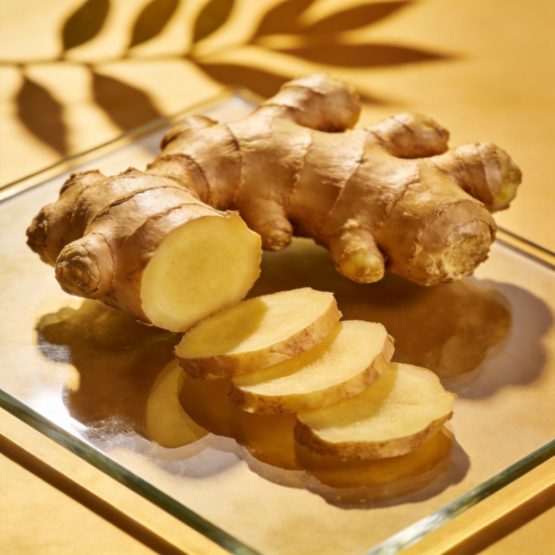 姜片与姜块静置盘中图片