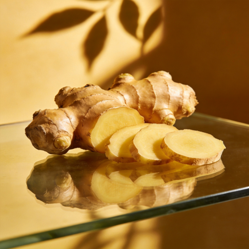 姜片静置光影中图片
