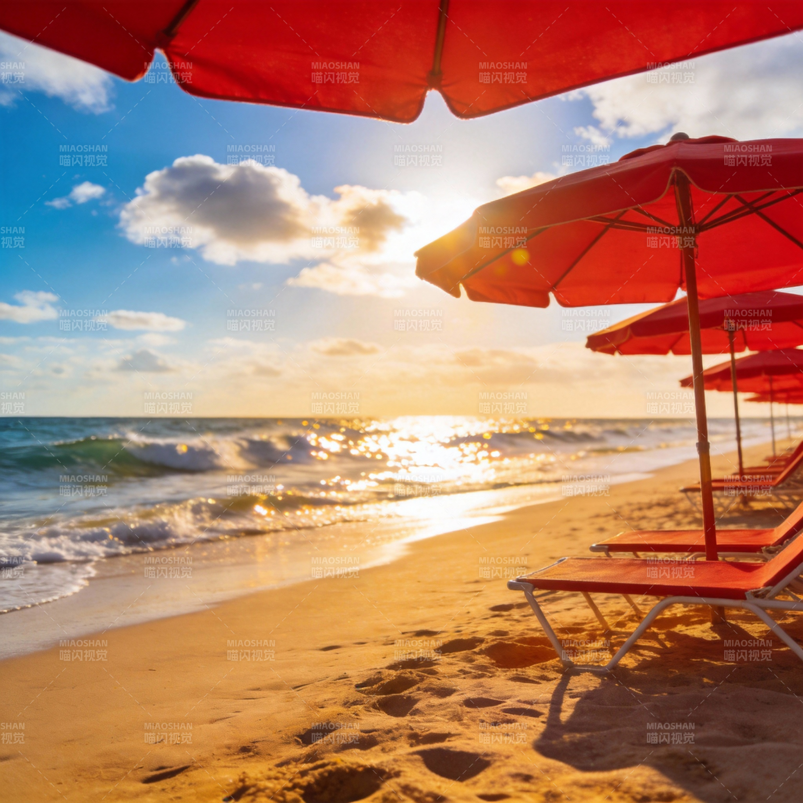 沙滩日落美景图片