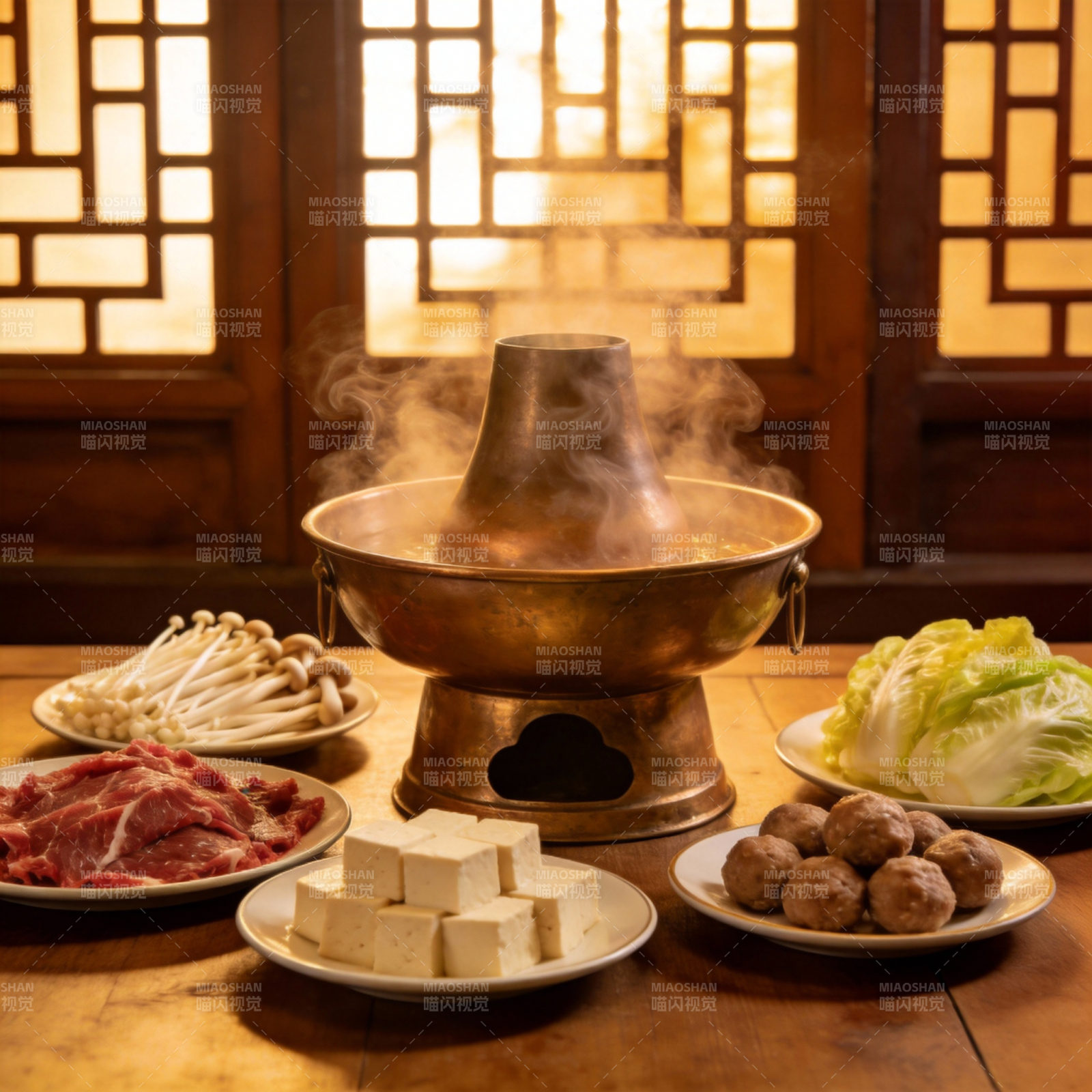 热气腾腾的火锅宴图片