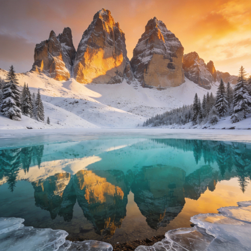 雪山倒影湖光图片