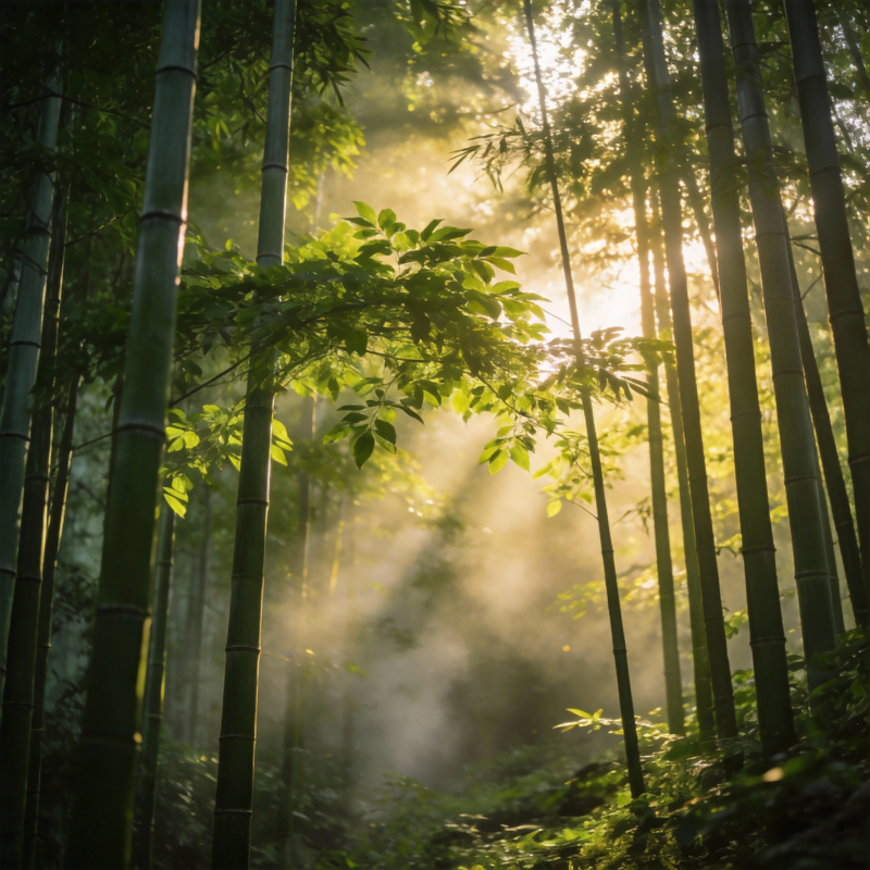 竹林晨光图片