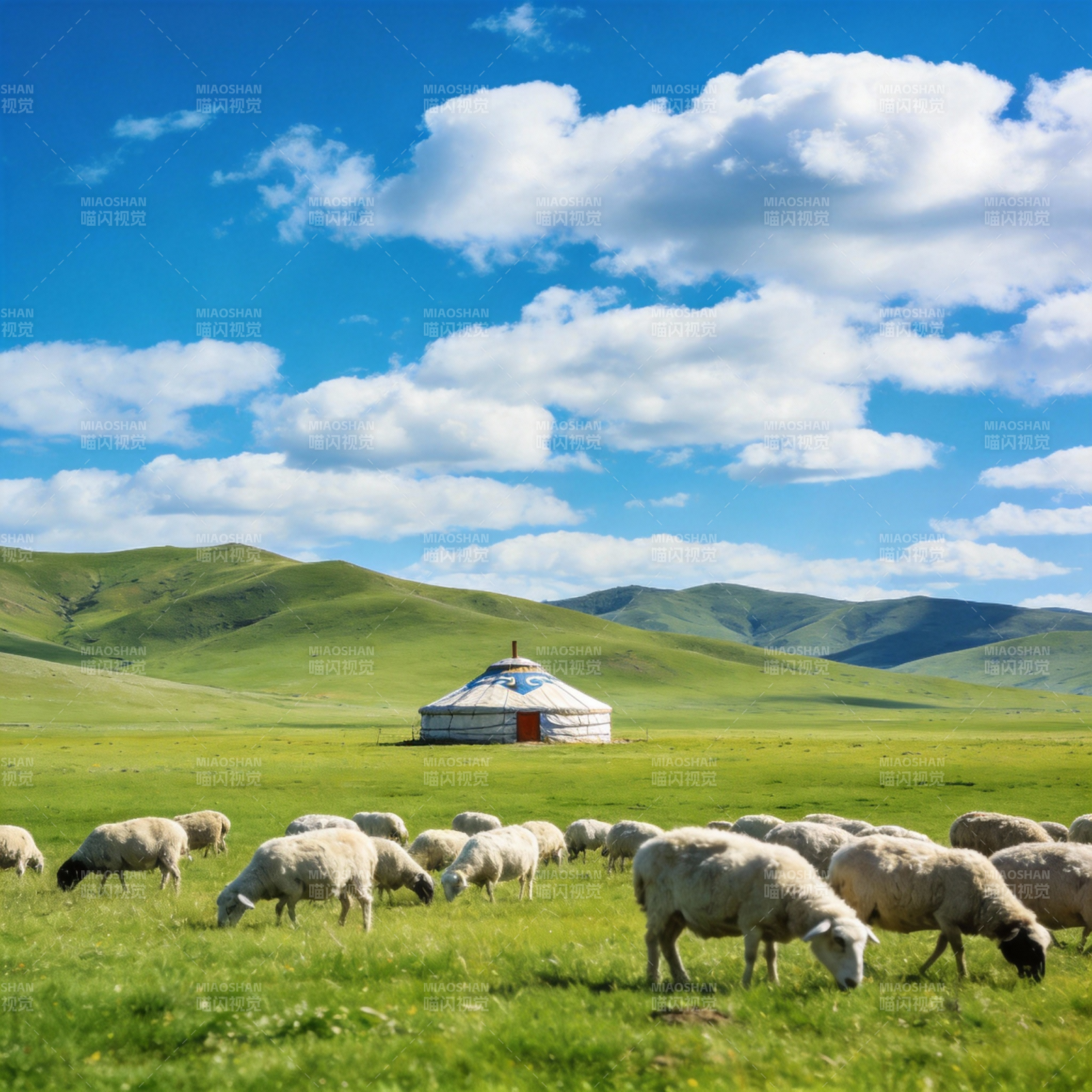 草原牧羊图图片