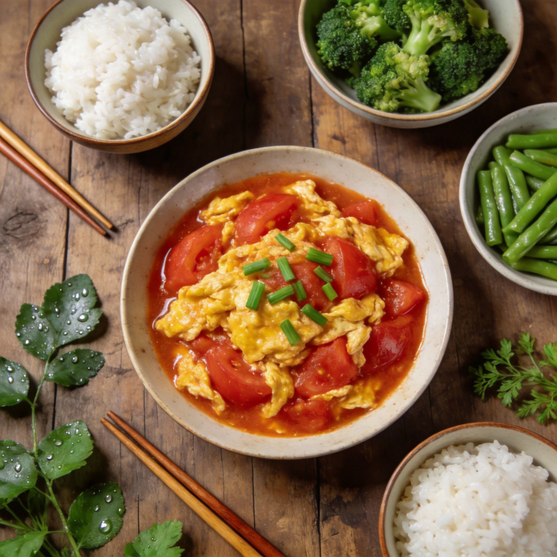 番茄炒蛋配米饭图片