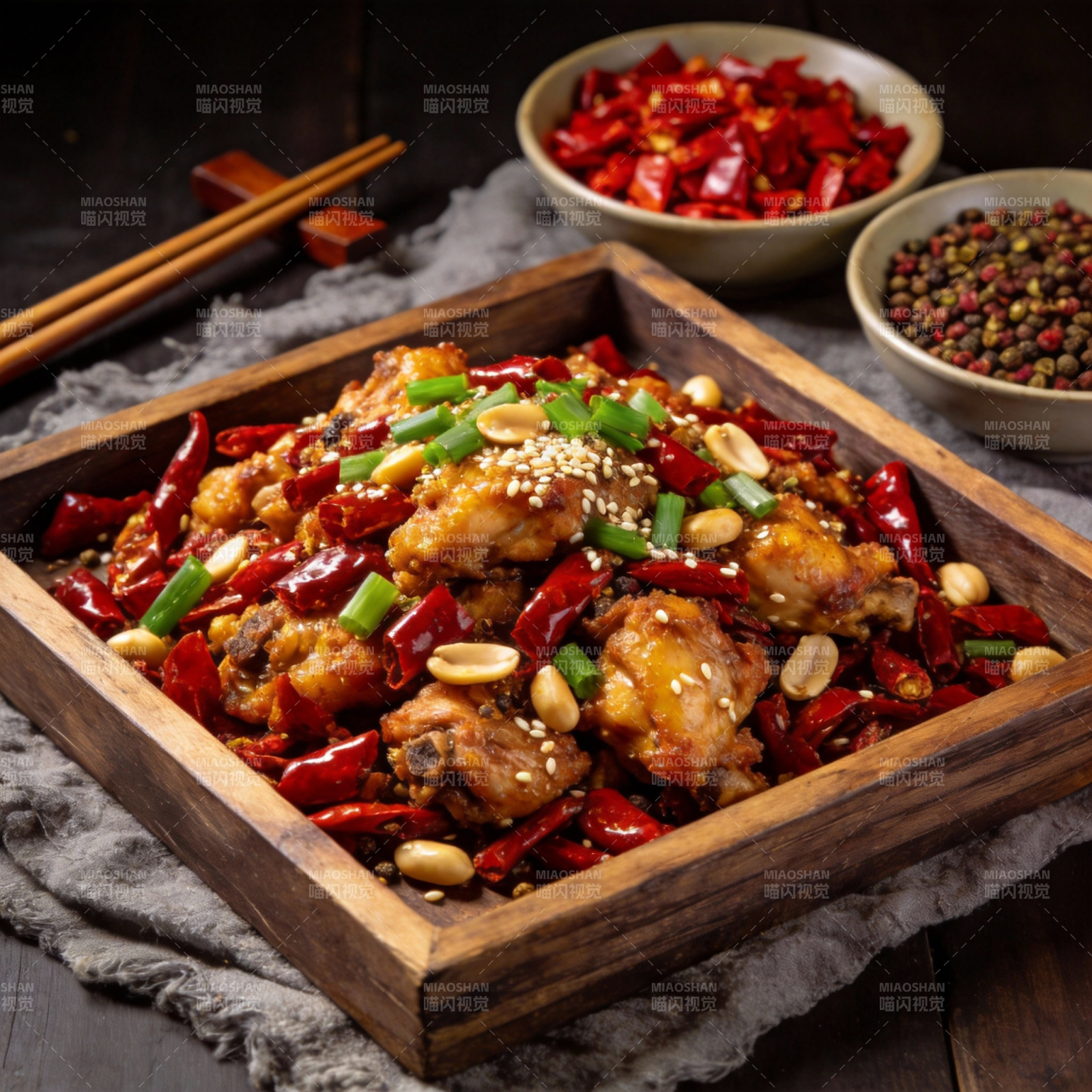 麻辣鸡块配花生图片