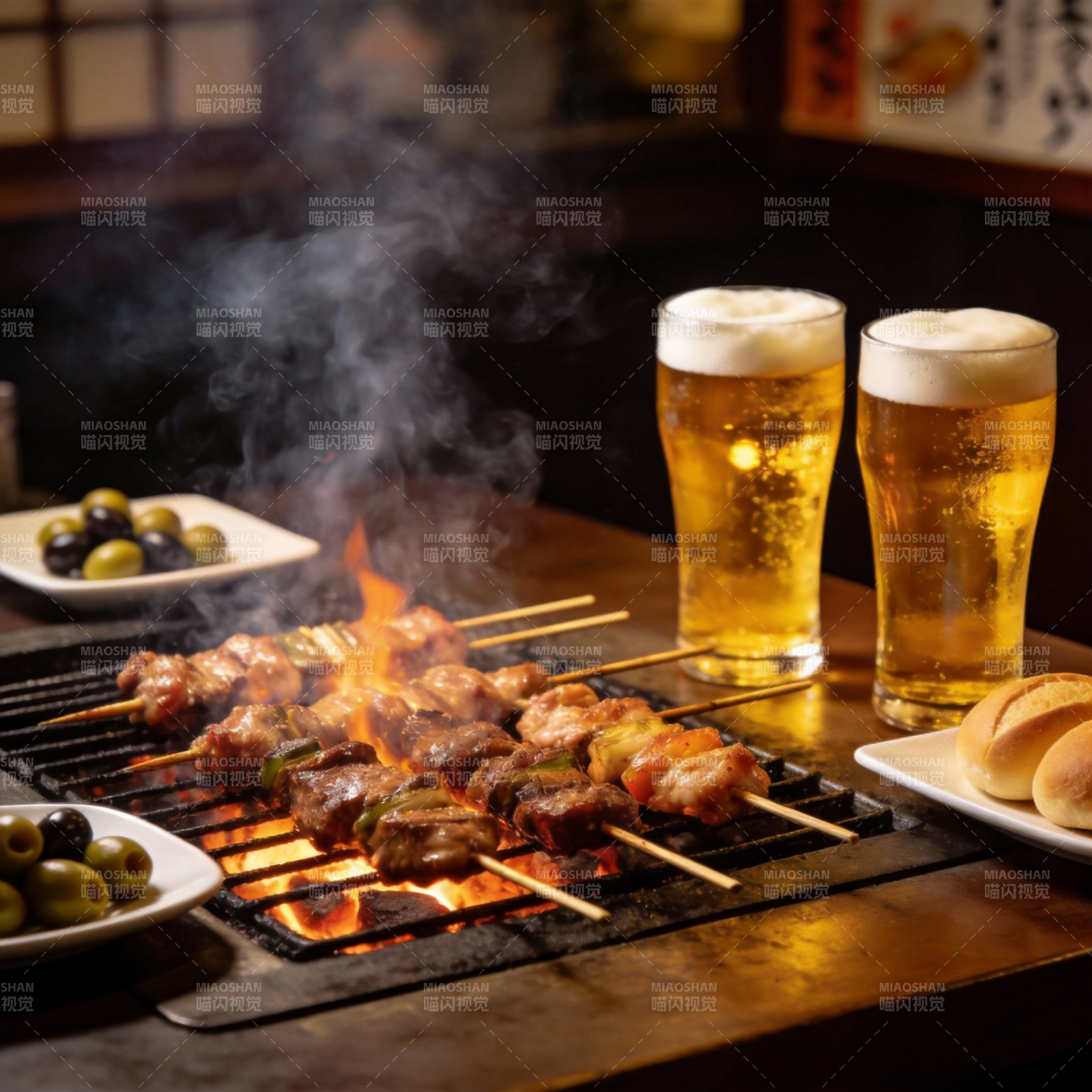 烧烤配啤酒 美味享受图片