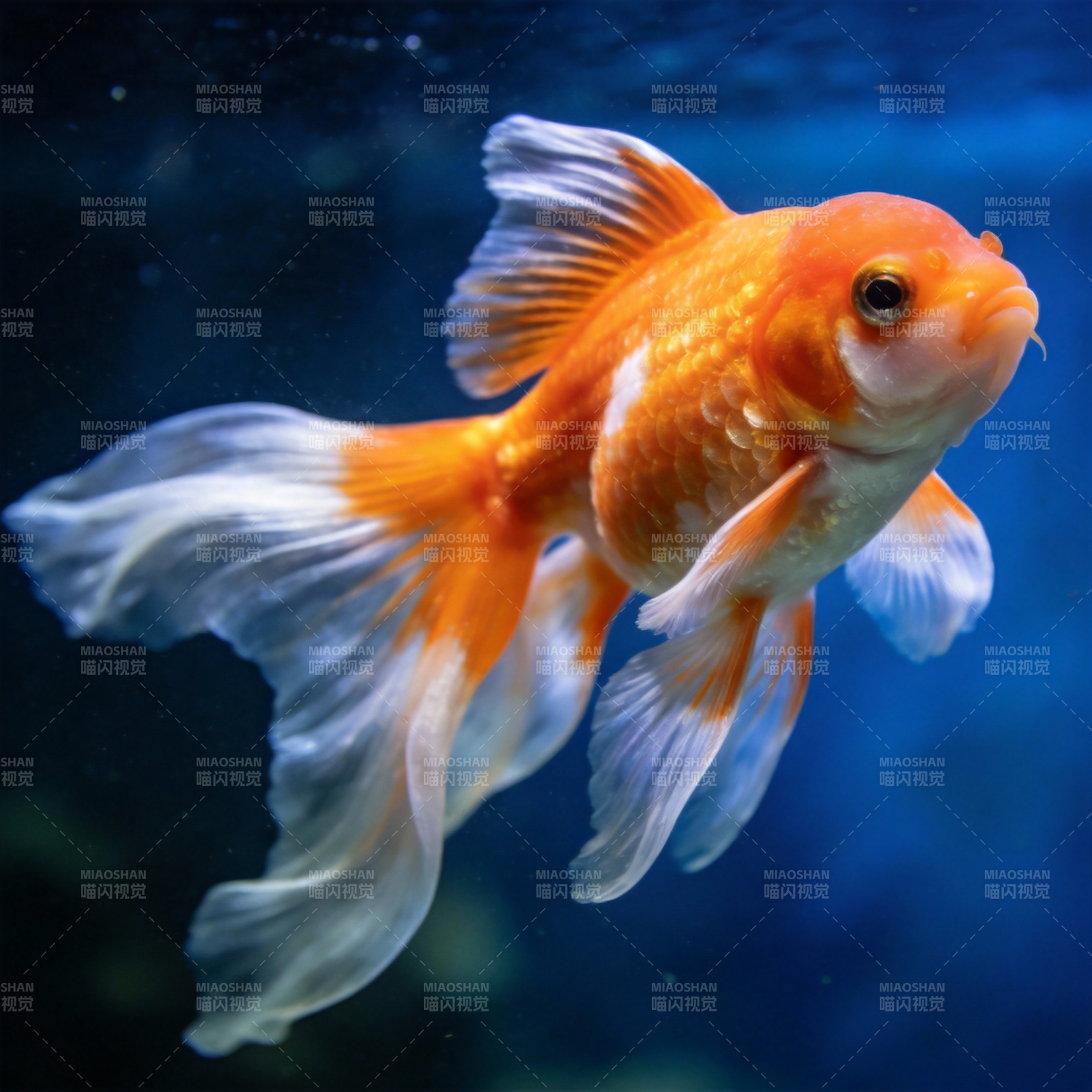 金鱼游动水清影图片