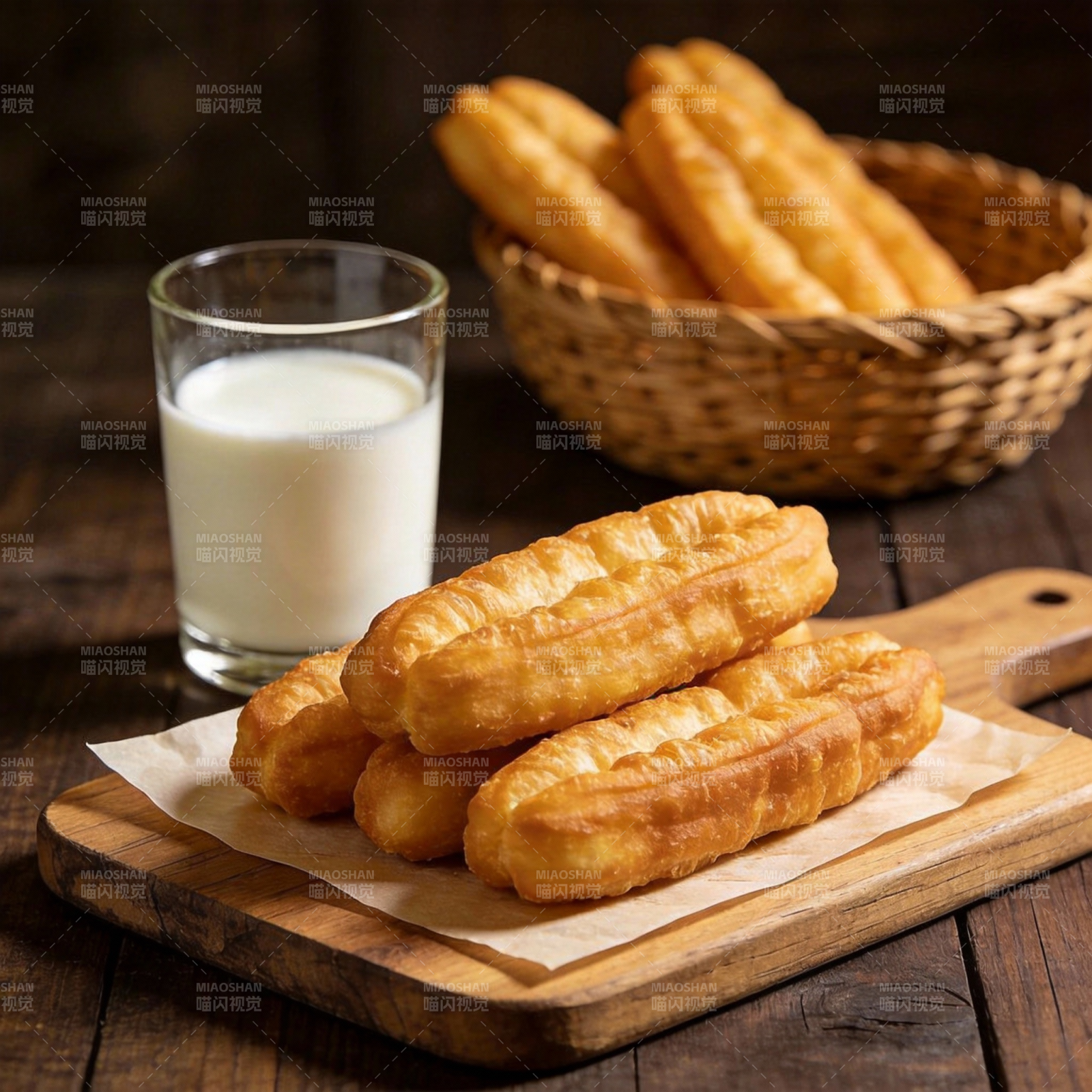 油条配牛奶图片