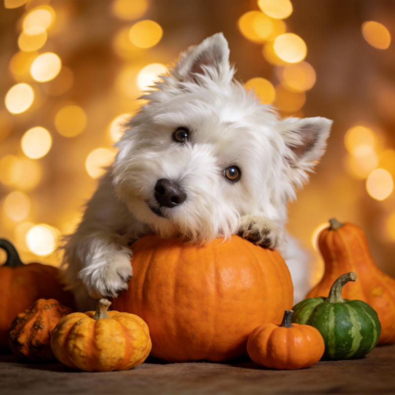 萌犬南瓜秋趣图片