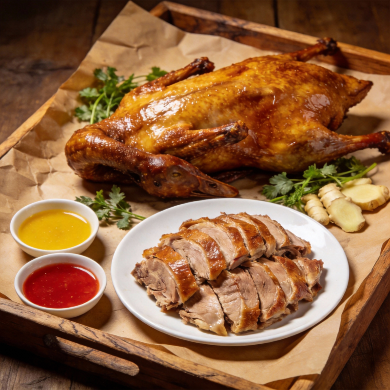 烤鸭配酱料图片