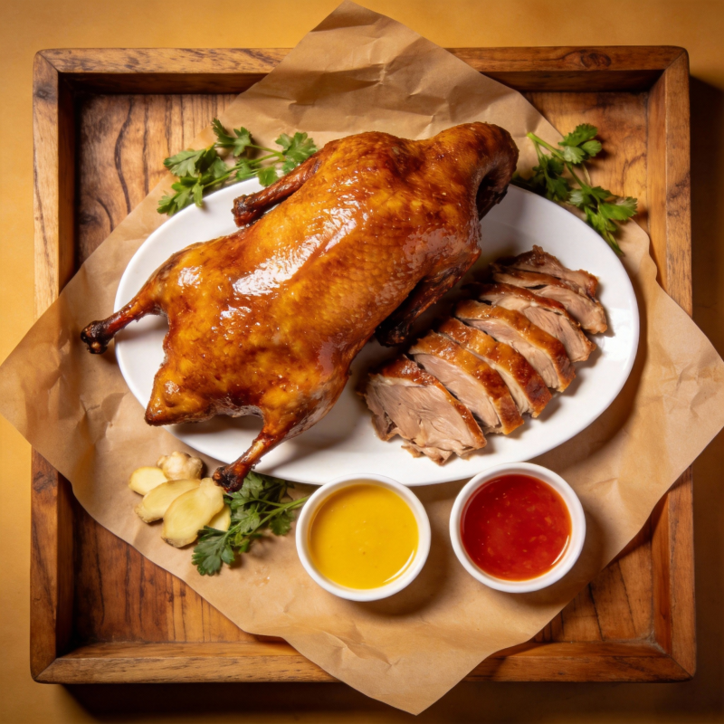 烤鸭配酱料图片