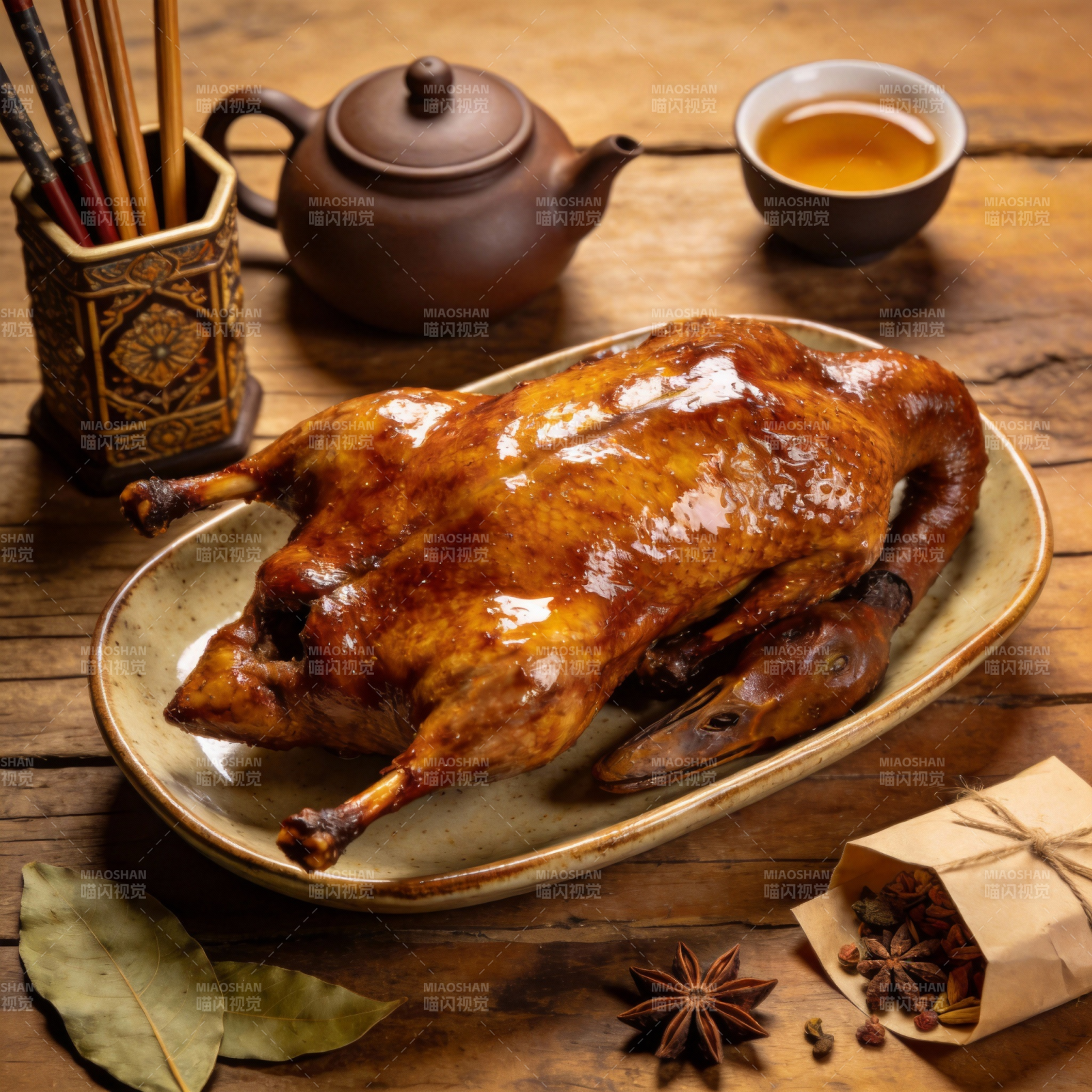 烤鸭配茶香图片