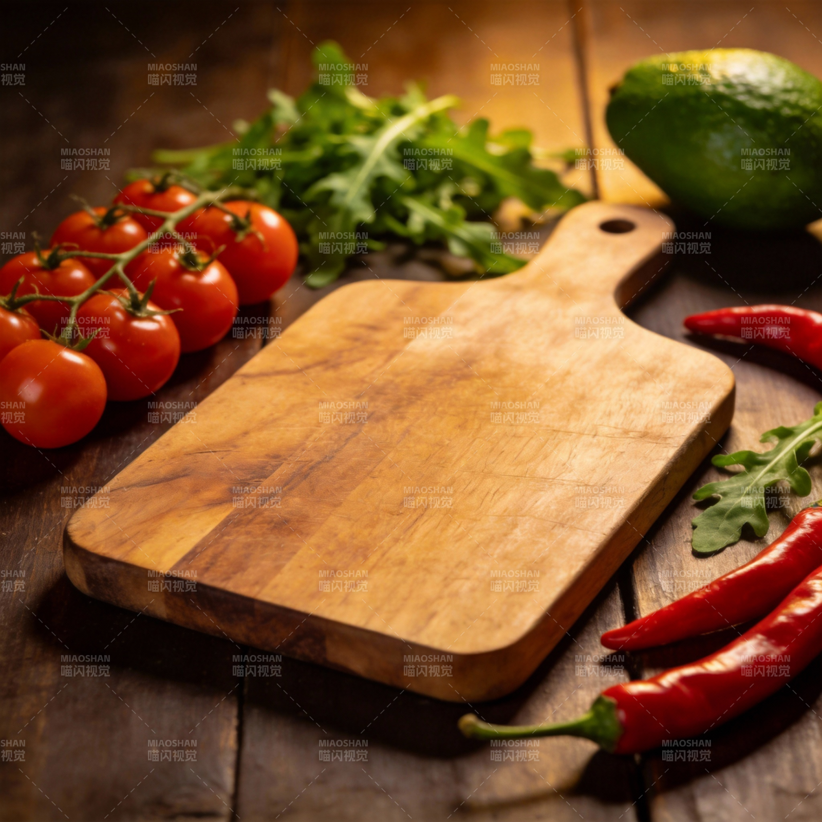 新鲜食材与砧板图片