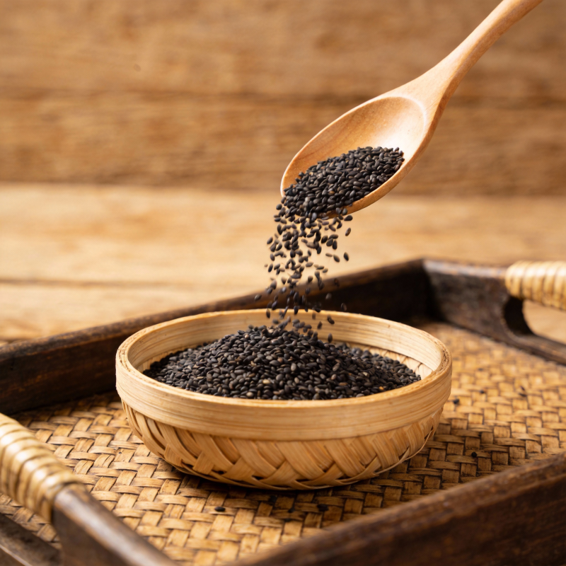 黑芝麻倾泻入碗图片