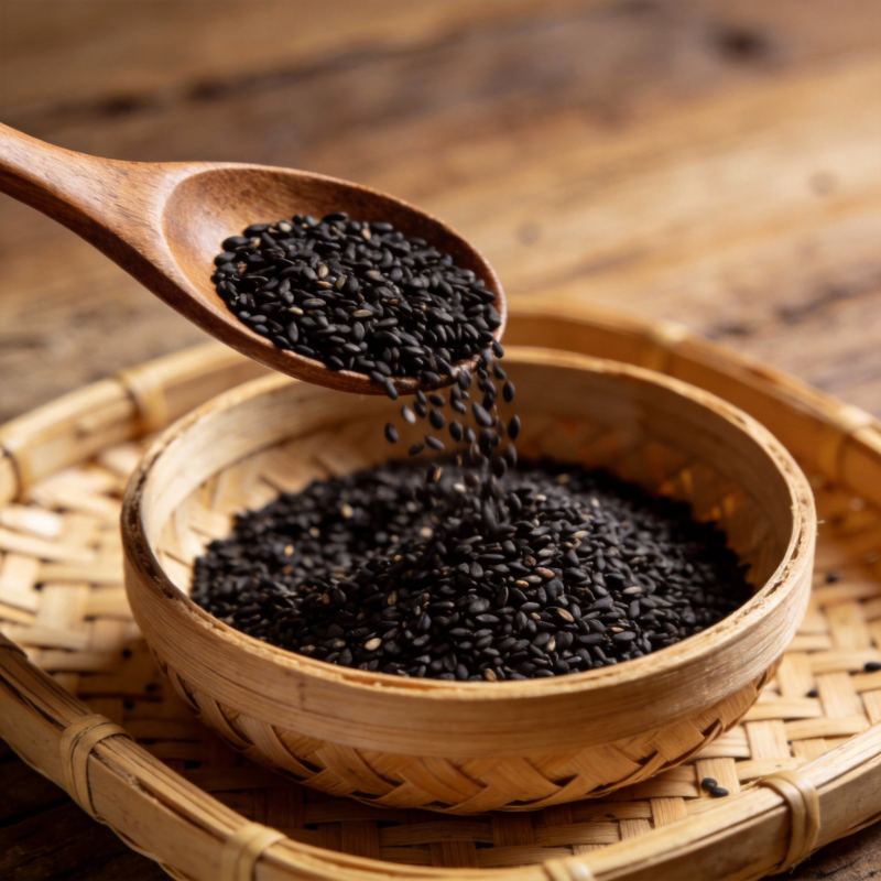 黑芝麻倾泻入碗图片