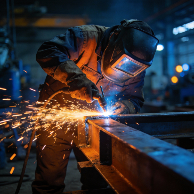 焊工在车间作业图片