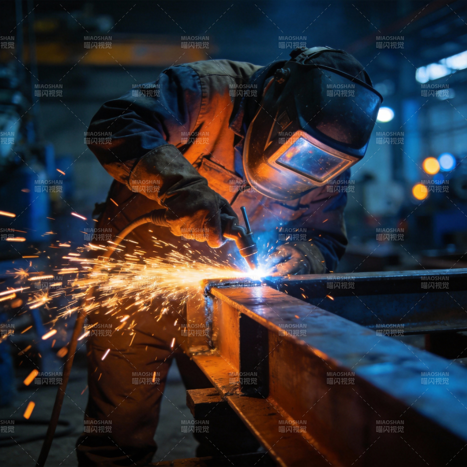 焊工在车间作业图片