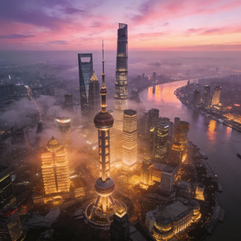 上海晨曦天际线图片