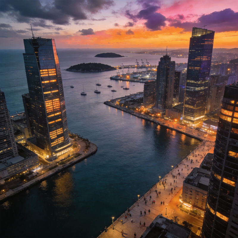 海滨城市夜景图片