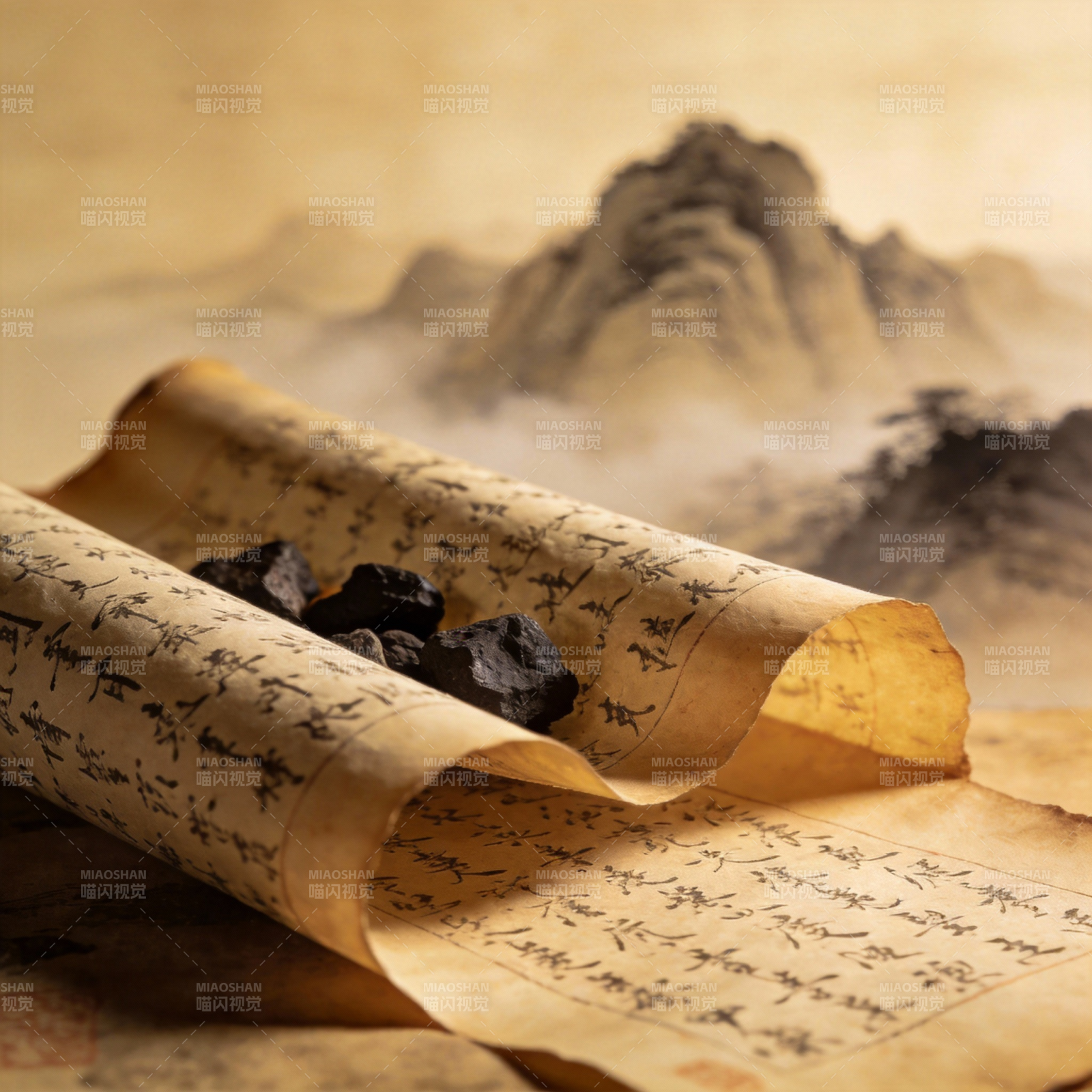 古卷墨香山水间图片