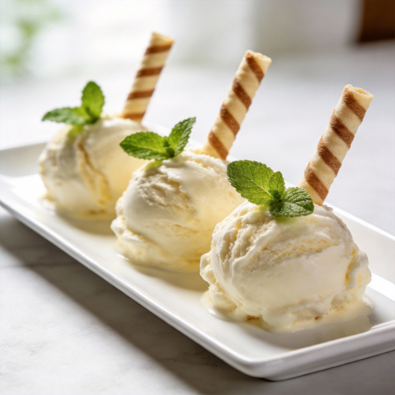 香草冰淇淋配薄荷图片