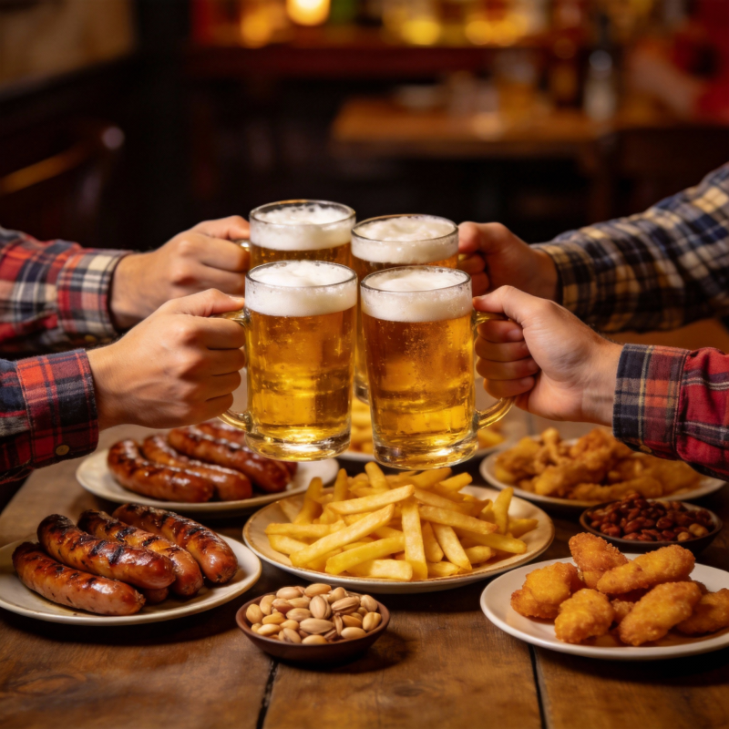 举杯畅饮 美食相伴图片