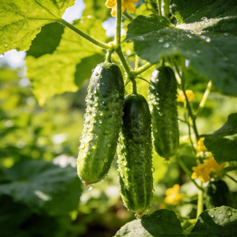 翠绿黄瓜挂枝头图片