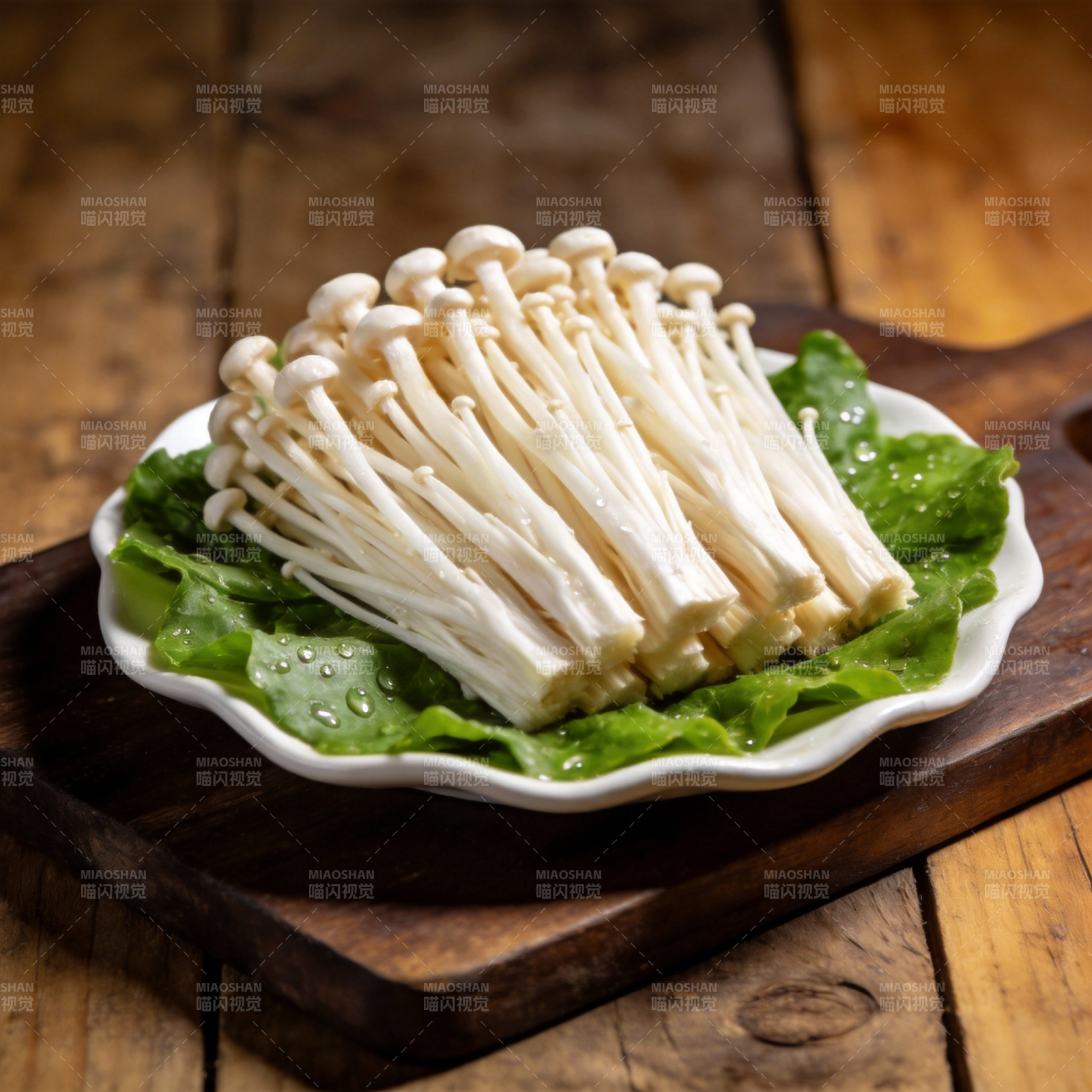 鲜嫩金针菇摆盘图片