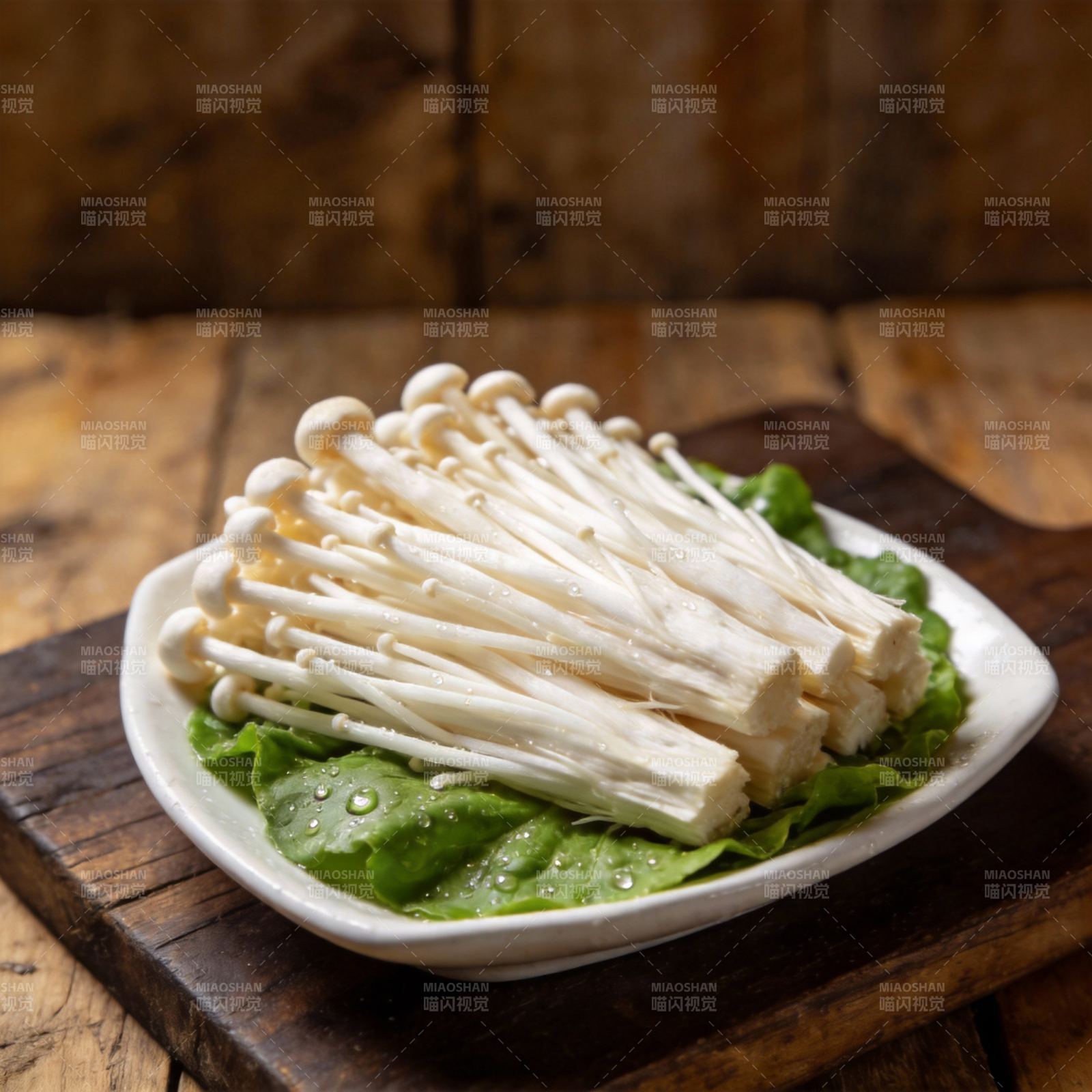 鲜嫩金针菇摆盘图片