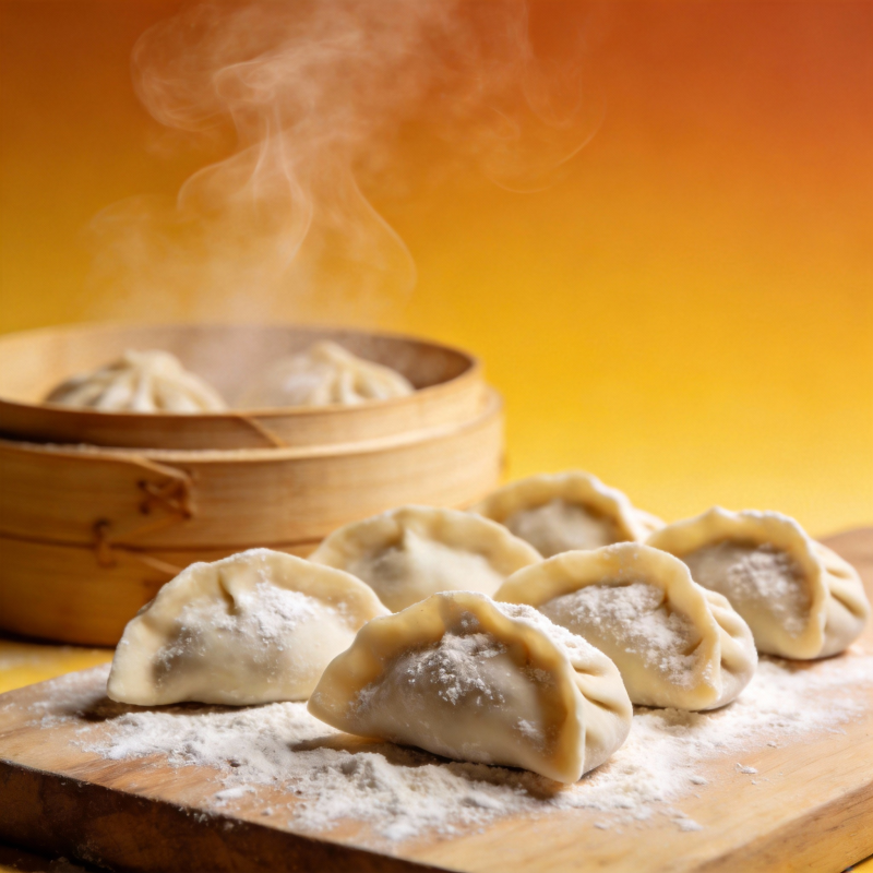 热腾腾的蒸饺图片