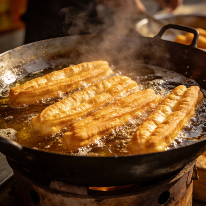 油条炸制中图片