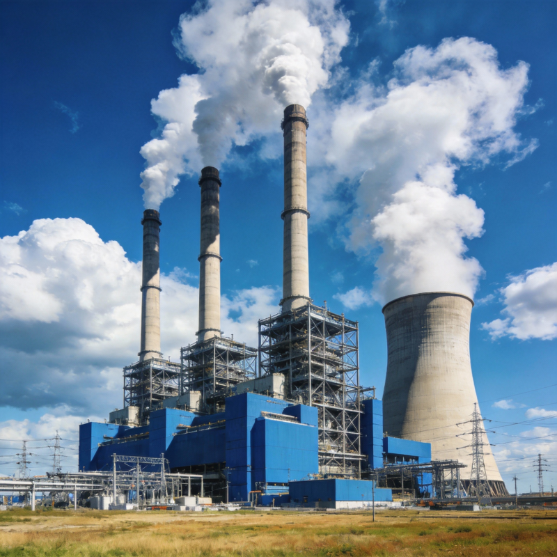 电厂烟囱冒白烟图片