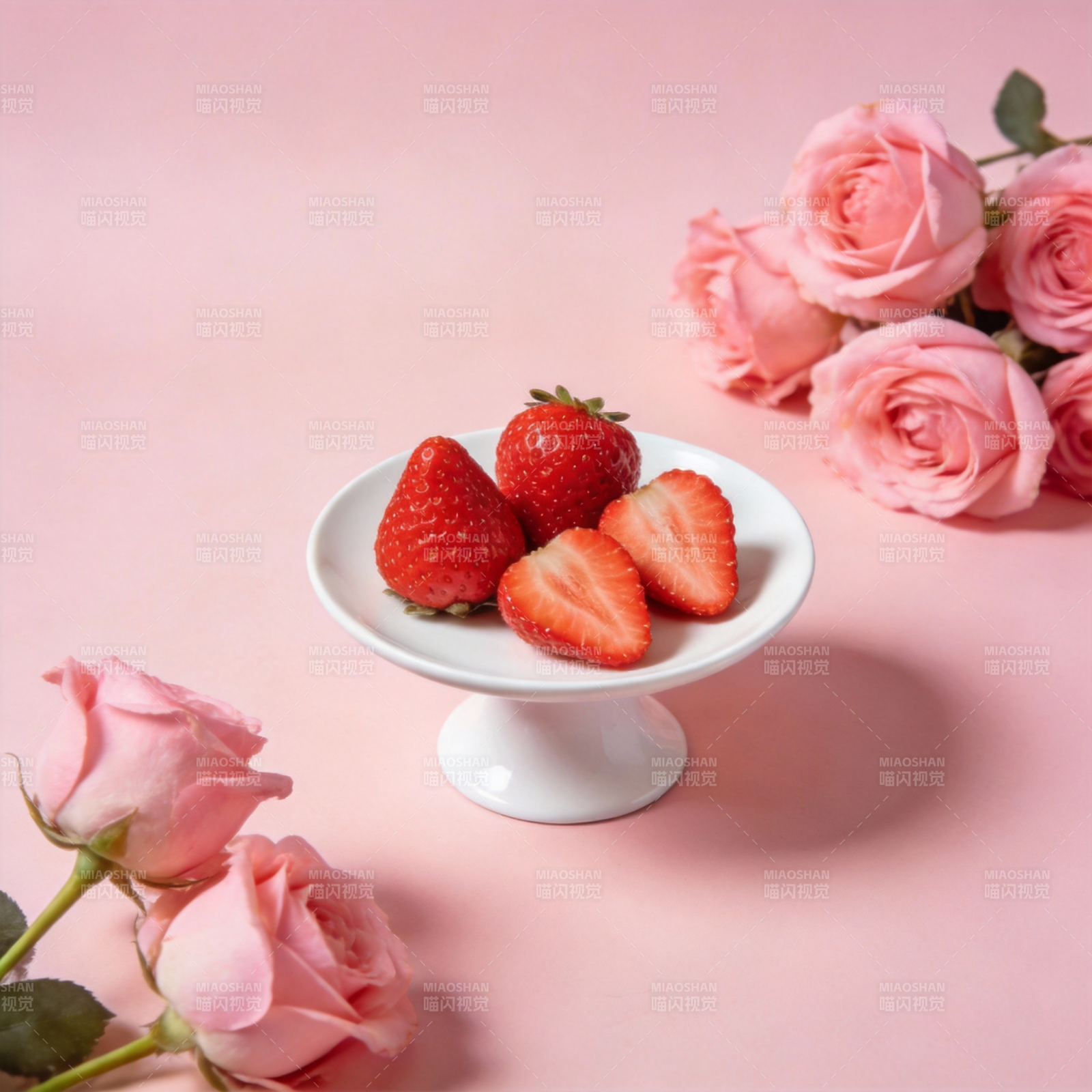 草莓与玫瑰的浪漫图片