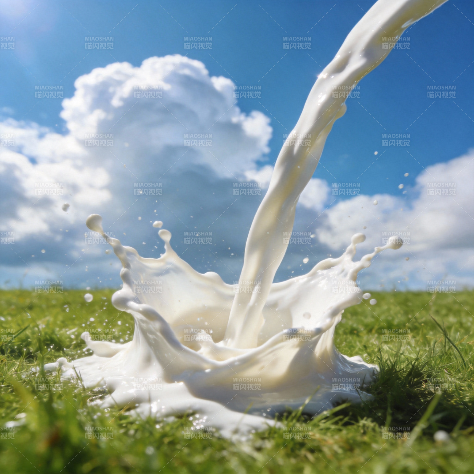 牛奶飞溅草地图片