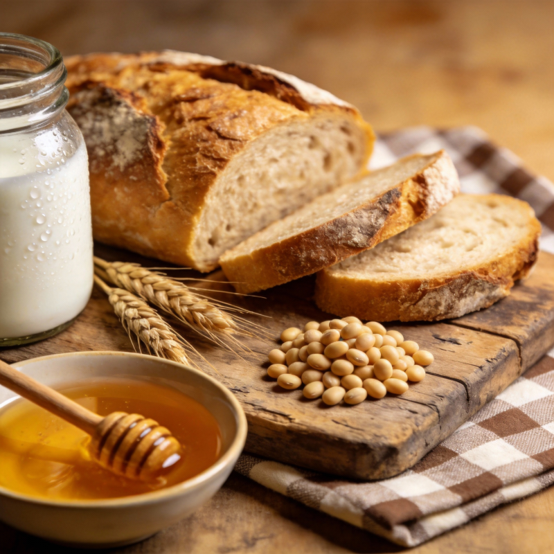 面包蜂蜜与豆粒图片