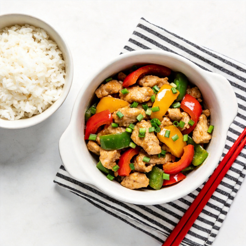 彩椒鸡丁配饭图片