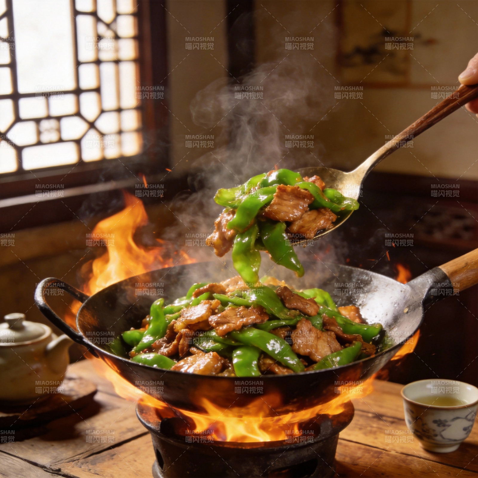 热炒青椒肉片图片