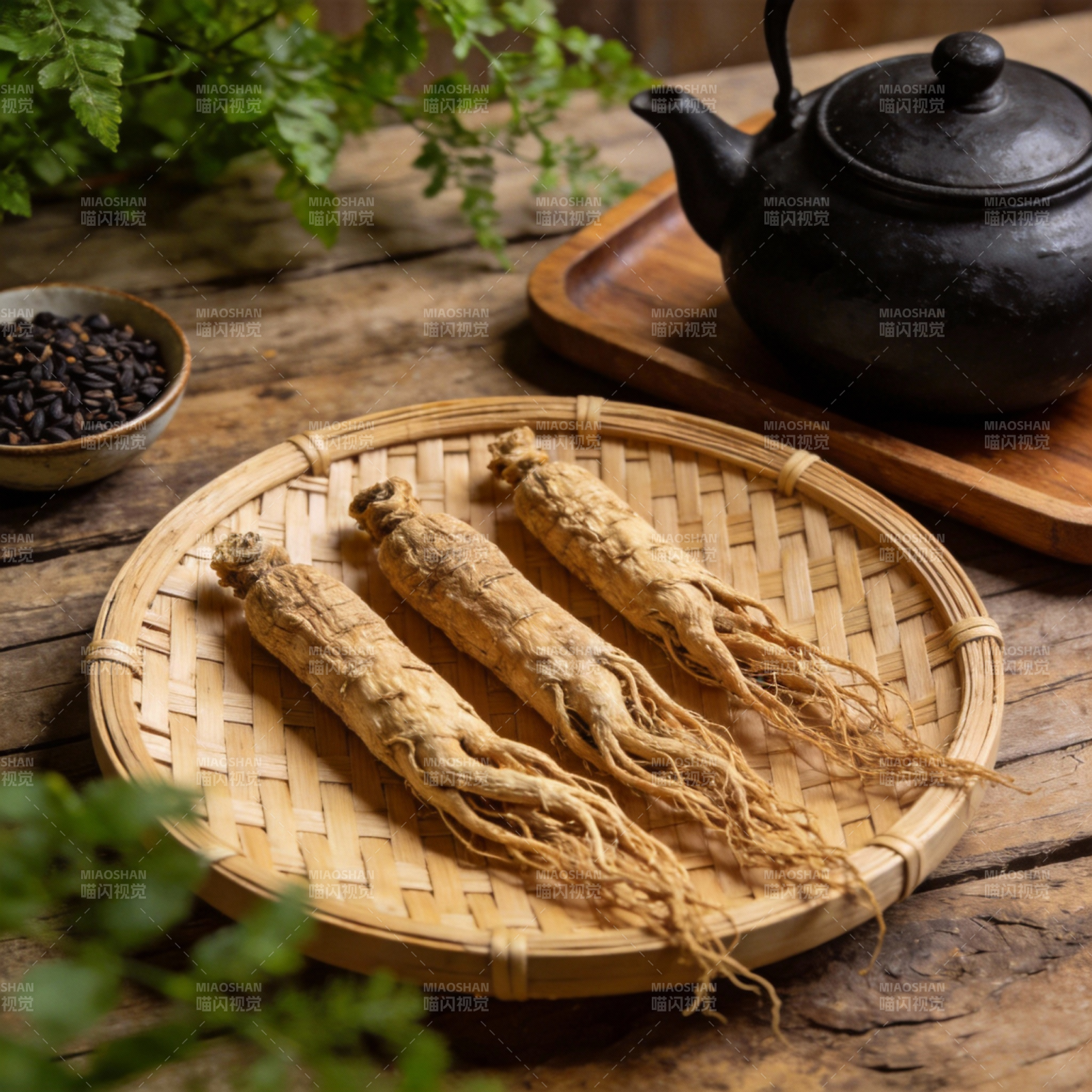 人参茶具静置图图片