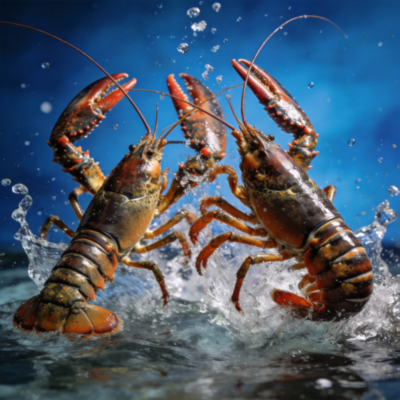 龙虾激战水花四溅图片