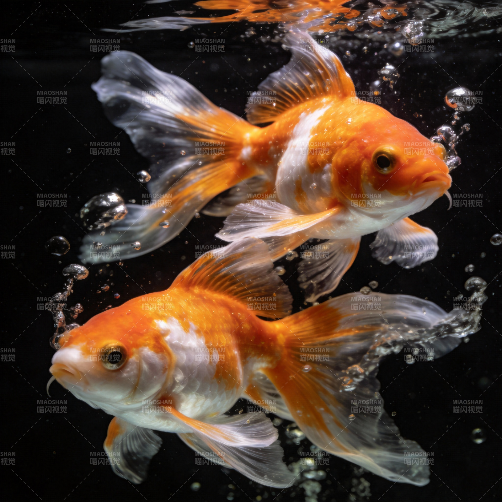 双金鱼水中游图片