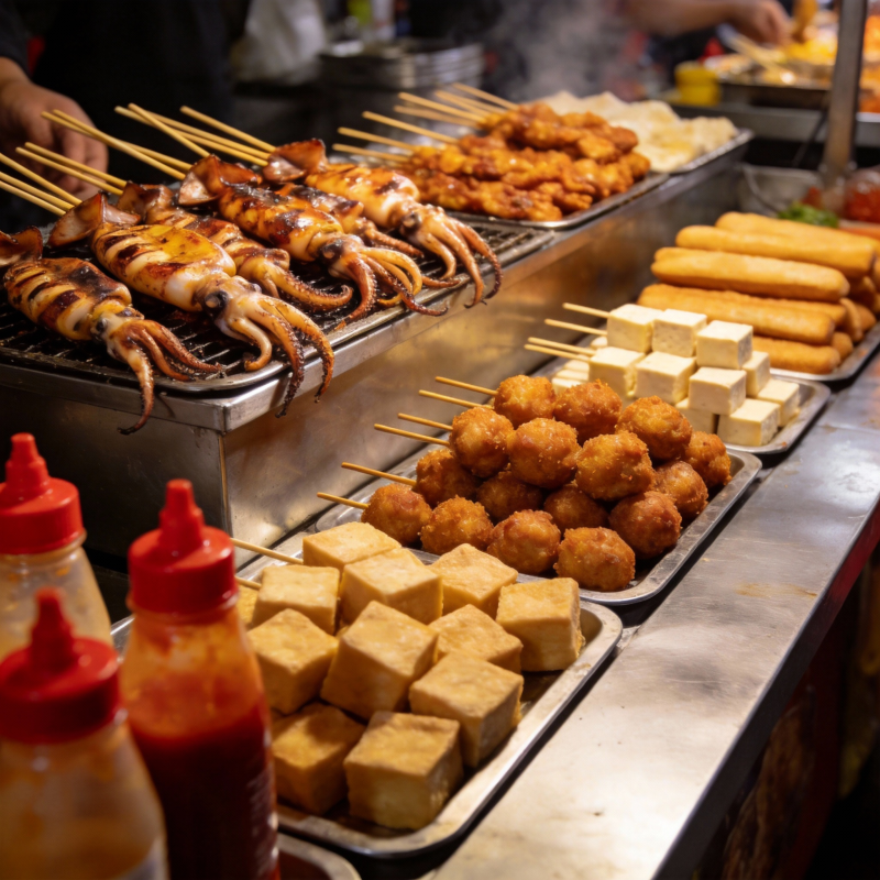 街头美食摊位图片