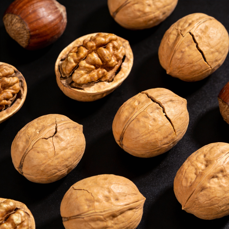 核桃与榛子特写图片